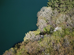群馬の湖面の空撮