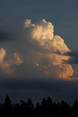 夏の入道雲の夕景