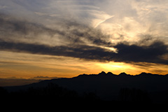 冬の榛名山の夕景